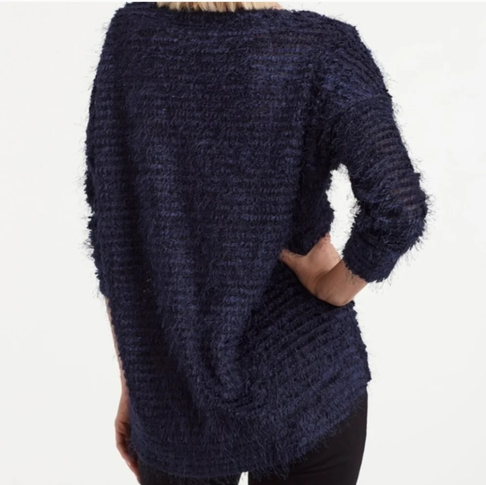 JONES NEW YORK FUZZY EYELASH KNIT BLACK SWEATER S